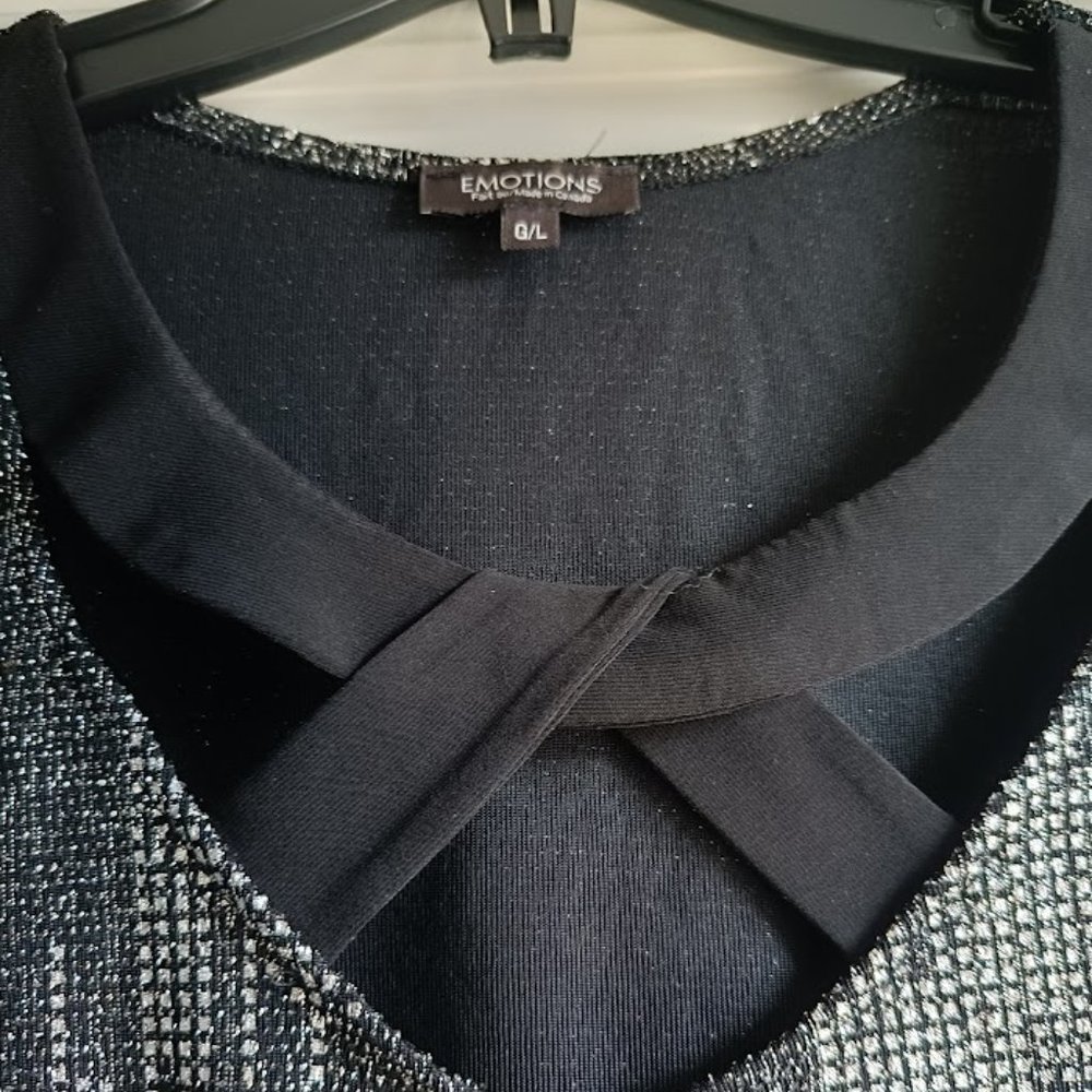 L/G 🖤Gothic Sparkly Evening Shimmery Metallic Black Silver Tank Top - Picture 7 of 9
